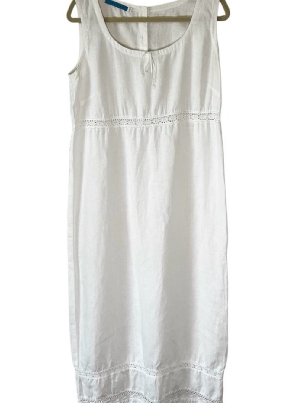 VINTAGE Johnny Was White Linen Eyelet-Trim Sleeveless  in excellent condition